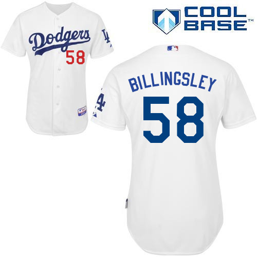 Chad Billingsley #58 MLB Jersey-L A Dodgers Men's Authentic Home White Cool Base Baseball Jersey